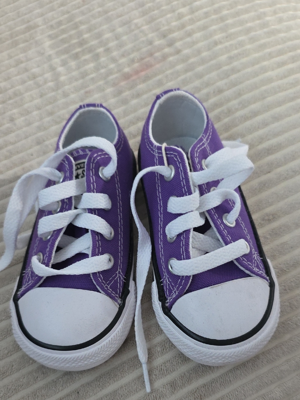 Converse Kids Purple Canvas Lace-Up Sneakers with White Accents